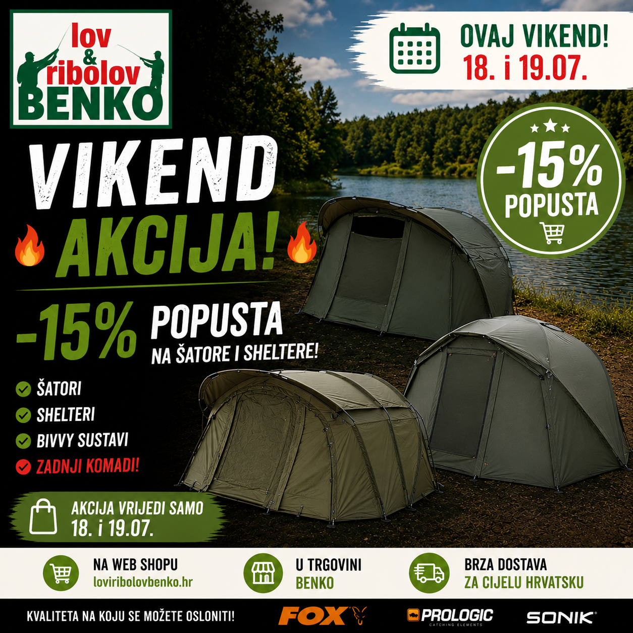 🔥 VIKEND AKCIJA! 🔥 🏕️ 15% POPUSTA na šatore i sheltere!
